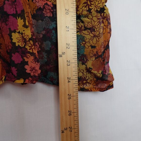 Sundance Blouse Women XS 100% Silk 3/4 Sleeve Lined Floral Boho Multi Color Fall - Picture 7 of 15